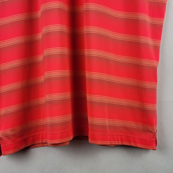 Under Armour Golf Polo Mens XL Neon Orange Stripe UA Tech Performance Shirt - Picture 8 of 11